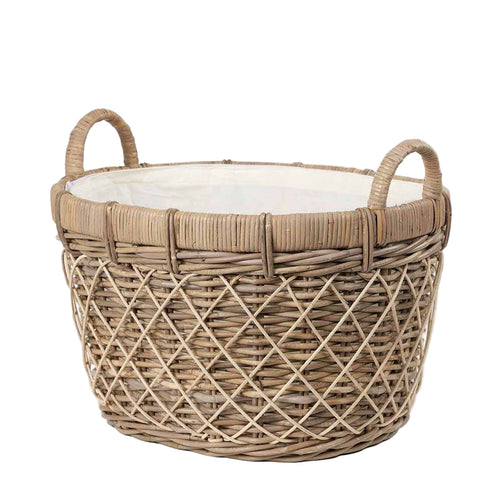 Brown Rattan Oval Laundry Basket