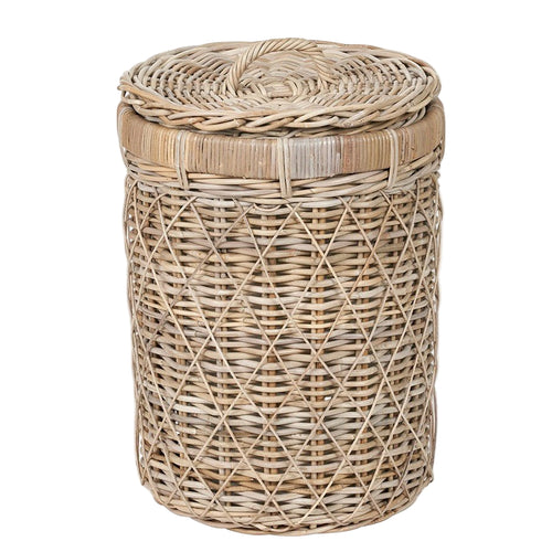 Brown Rattan Round Laundry Basket