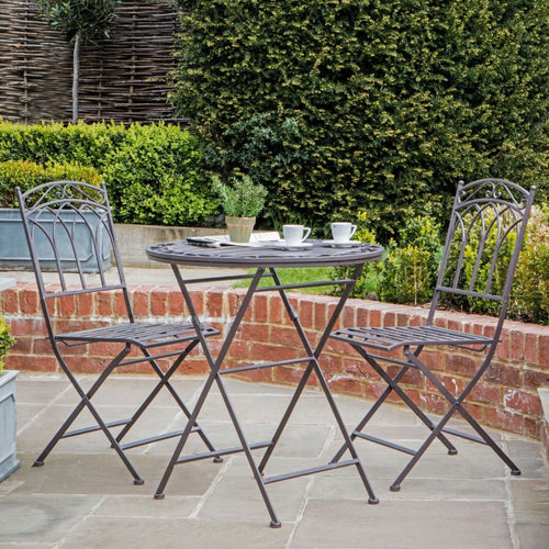 Burano 2 Seater Metal Bistro & Table Set - Brown