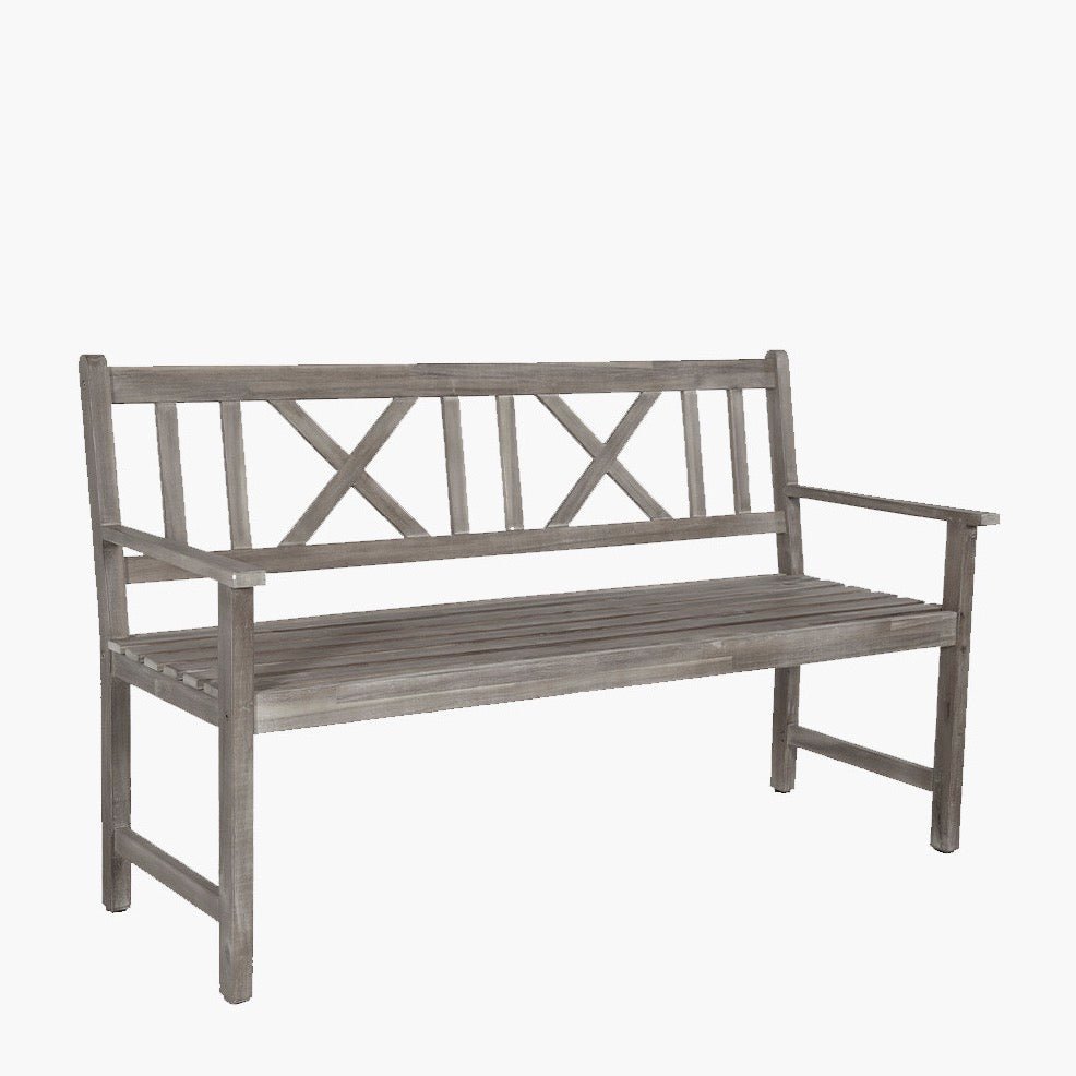 Cambridge Antique Grey Outdoor Seater Acacia Wood Bench – Duck