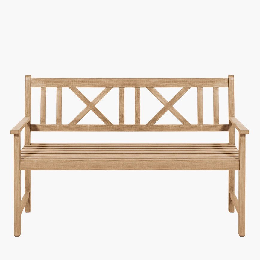 Cambridge Light Teak Outdoor 3 Seater Acacia Wood Bench3 - Duck Barn Interiors