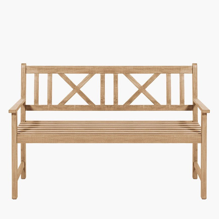 Cambridge Light Teak Outdoor 3 Seater Acacia Wood Bench3 - Duck Barn Interiors
