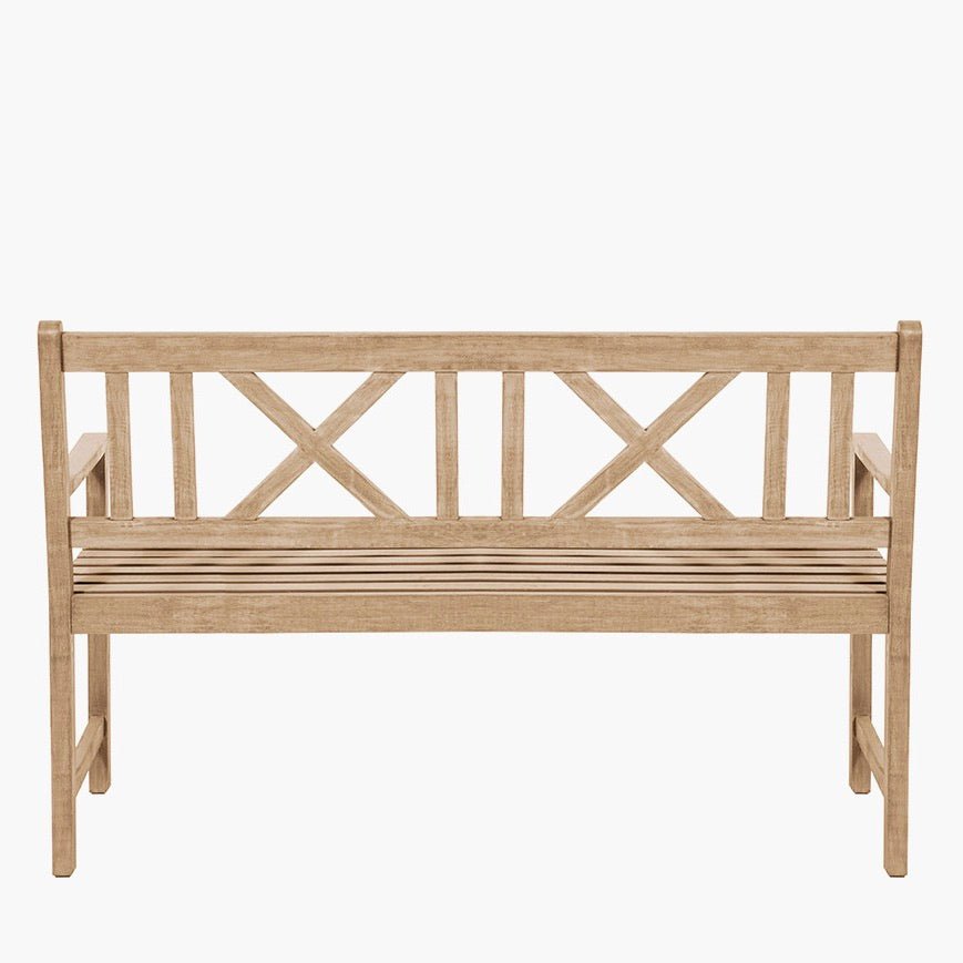 Cambridge Light Teak Outdoor 3 Seater Acacia Wood Bench5 - Duck Barn Interiors