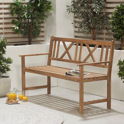 Cambridge Light Teak Outdoor 3 Seater Acacia Wood Bench