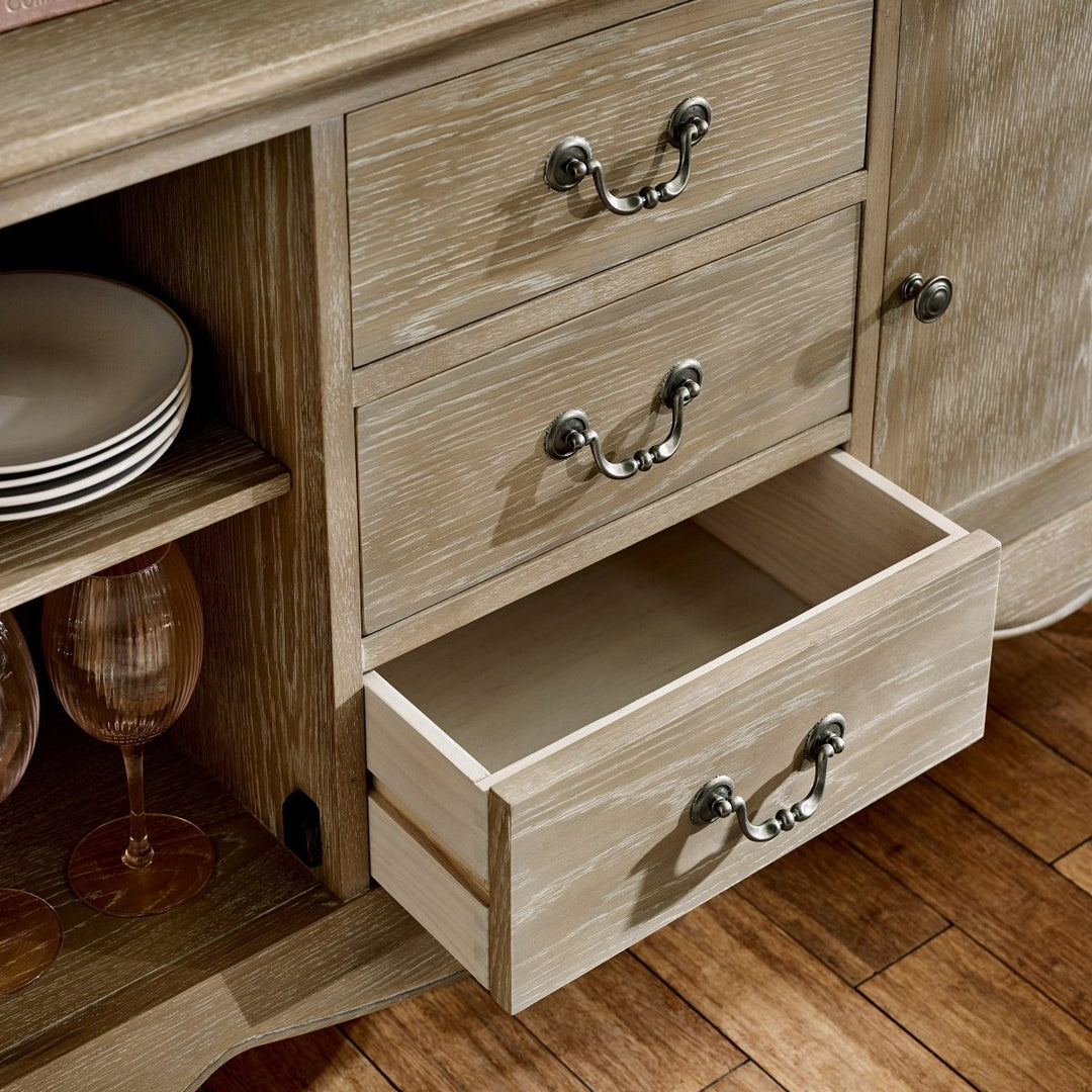 Camille 2 Door 3 Drawer Sideboard - Limed Oak5 - Duck Barn Interiors