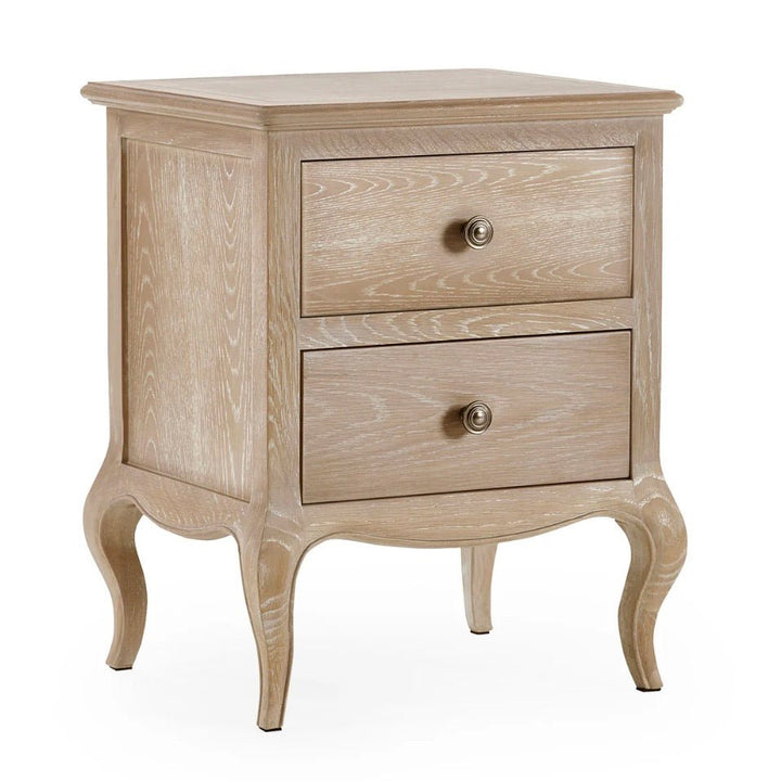 Camille 2 Drawer Bedside Table - Limed Oak3 - Duck Barn Interiors
