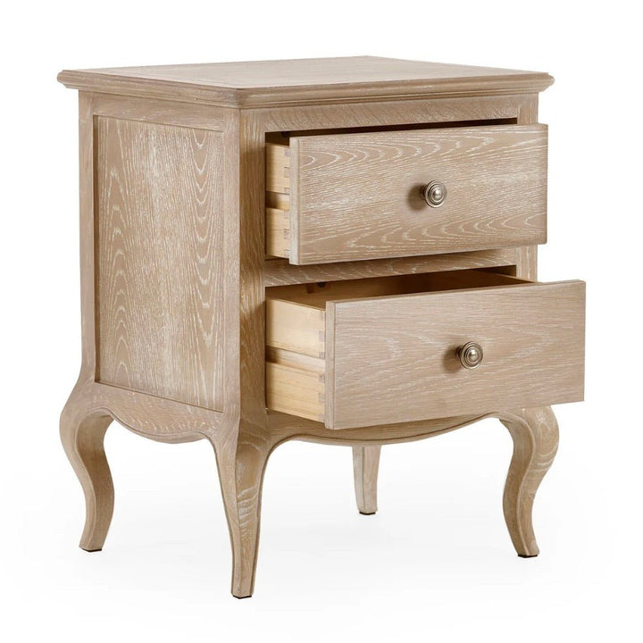 Camille 2 Drawer Bedside Table - Limed Oak4 - Duck Barn Interiors