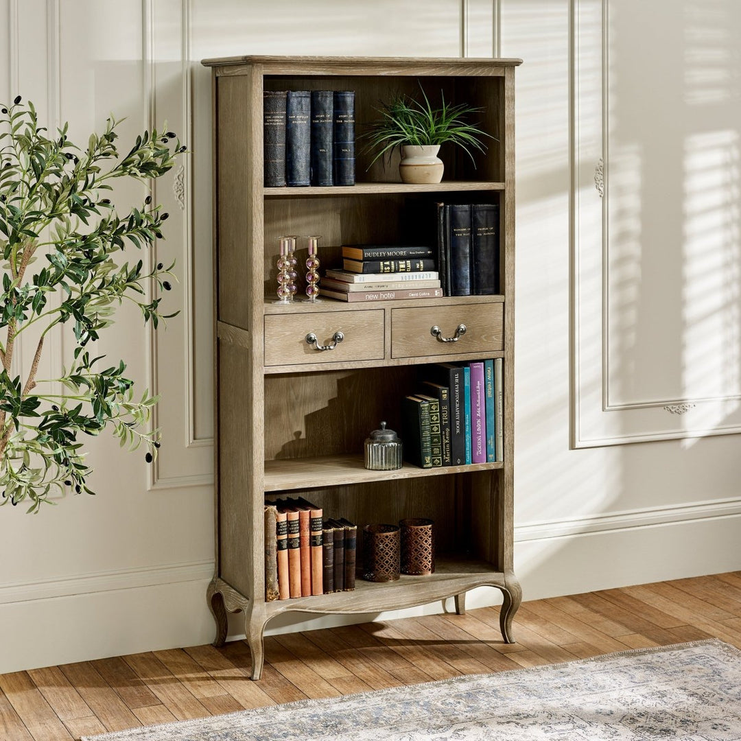Camille 2 Drawer Bookcase - Limed Oak1 - Duck Barn Interiors