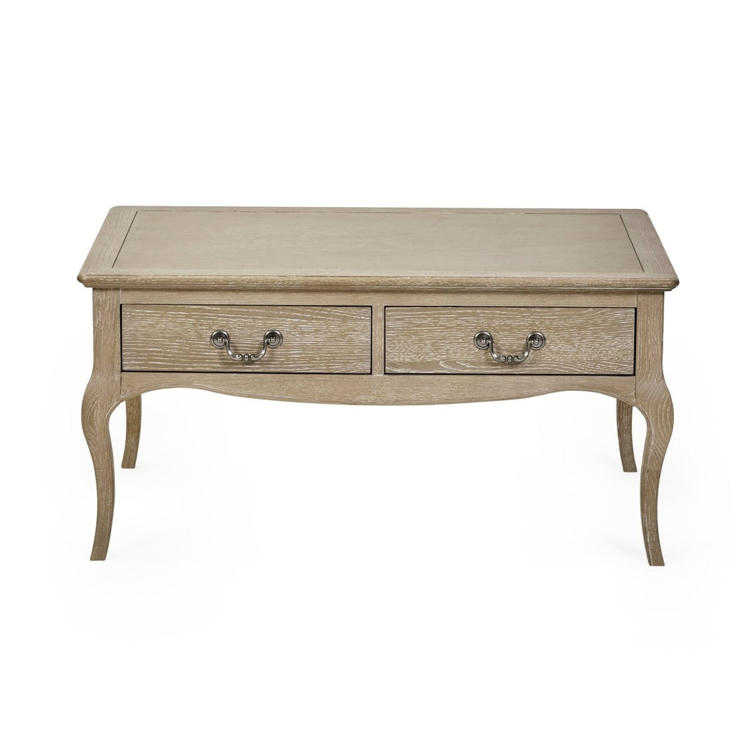 Camille 2 Drawer Coffee Table - Limed Oak7 - Duck Barn Interiors