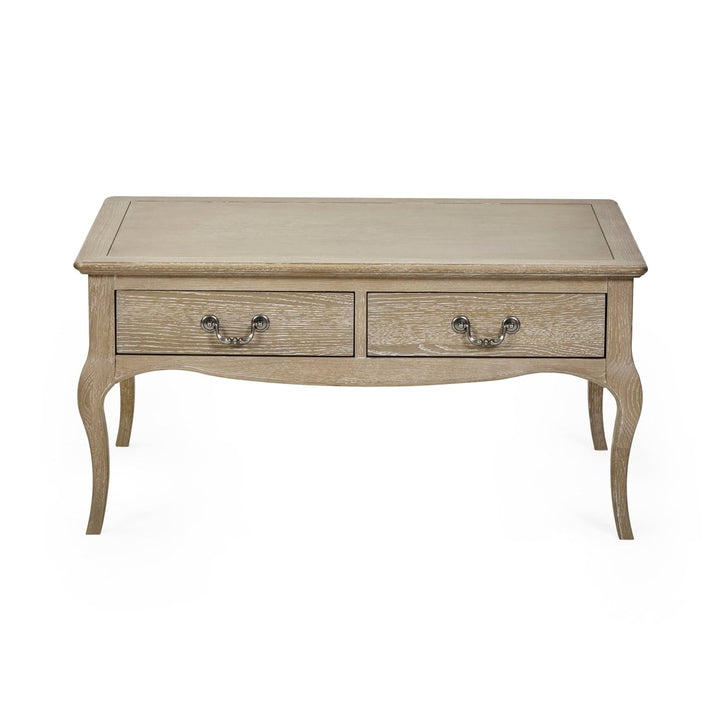 Camille 2 Drawer Coffee Table - Limed Oak7 - Duck Barn Interiors