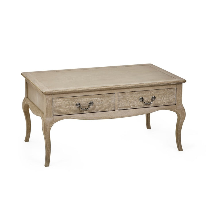 Camille 2 Drawer Coffee Table - Limed Oak6 - Duck Barn Interiors