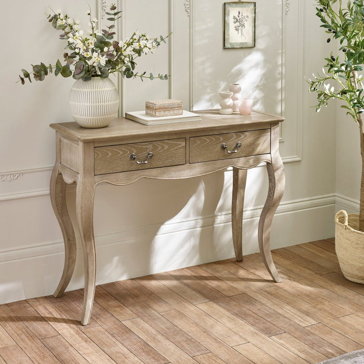 Camille 2 Drawer Console Table - Limed Oak1 - Duck Barn Interiors