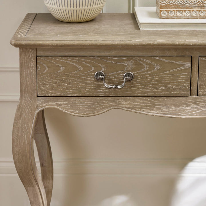Camille 2 Drawer Console Table - Limed Oak6 - Duck Barn Interiors
