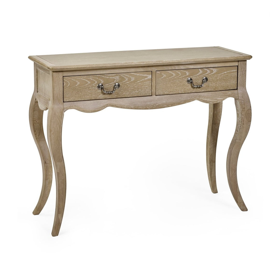 Camille 2 Drawer Console Table - Limed Oak4 - Duck Barn Interiors