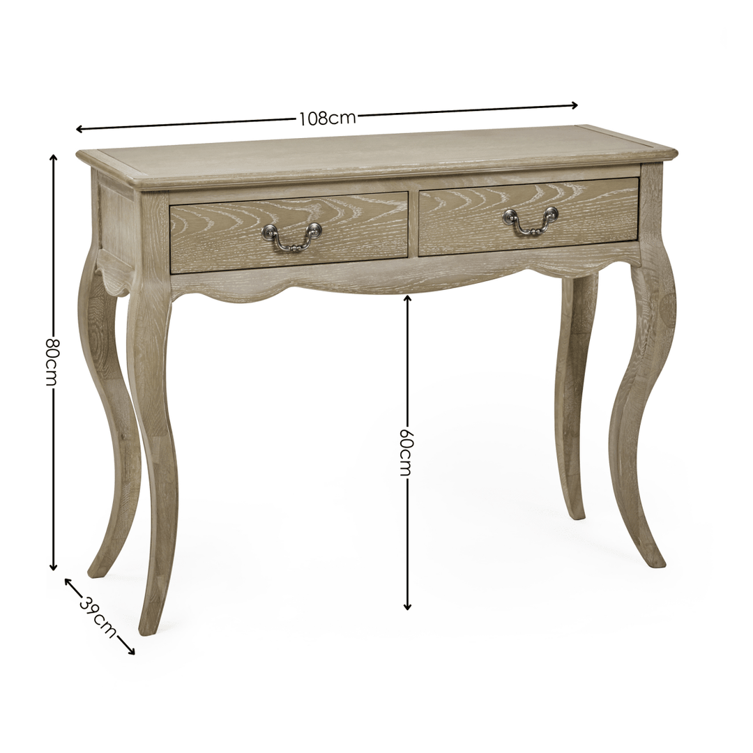 Camille 2 Drawer Console Table - Limed Oak8 - Duck Barn Interiors