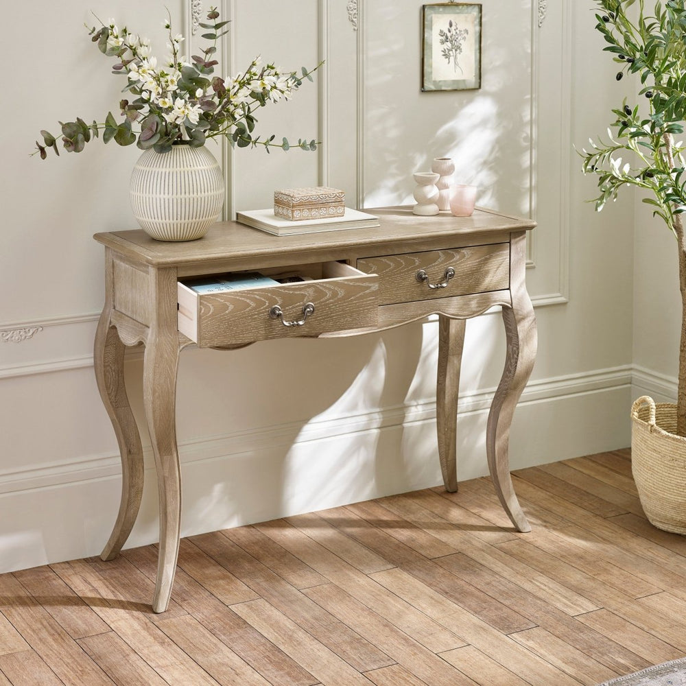 Camille 2 Drawer Console Table - Limed Oak2 - Duck Barn Interiors