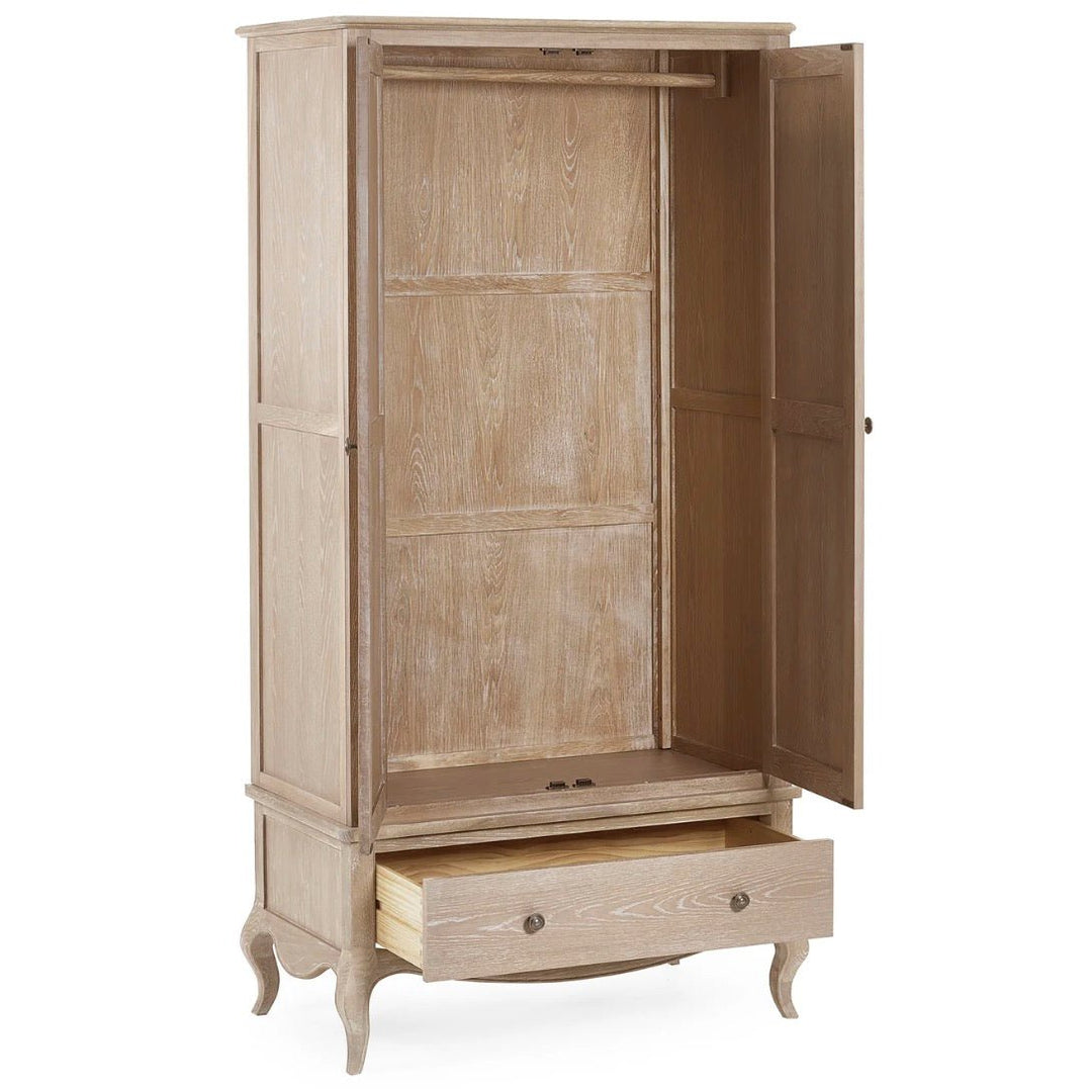 Camille Double Wardrobe with Low Drawer - Limed Oak3 - Duck Barn Interiors