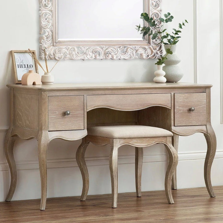 Camille Dressing Table & Stool - Limed Oak3 - Duck Barn Interiors