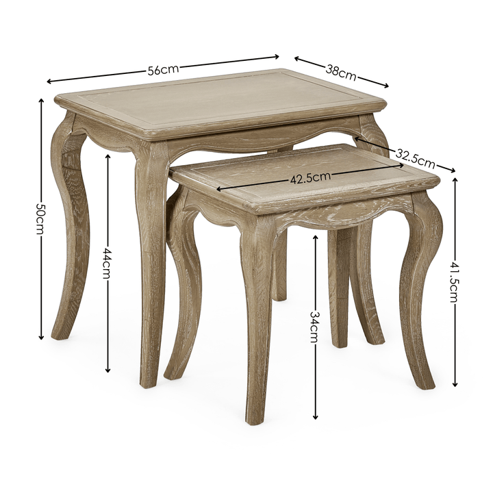 Camille Nest of 2 Tables - Limed Oak7 - Duck Barn Interiors