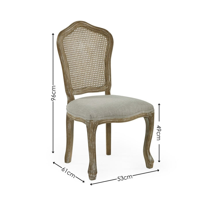 Camille Rattan Dining Chairs - Limed Oak &amp; Oatmeal (Pair)9 - Duck Barn Interiors