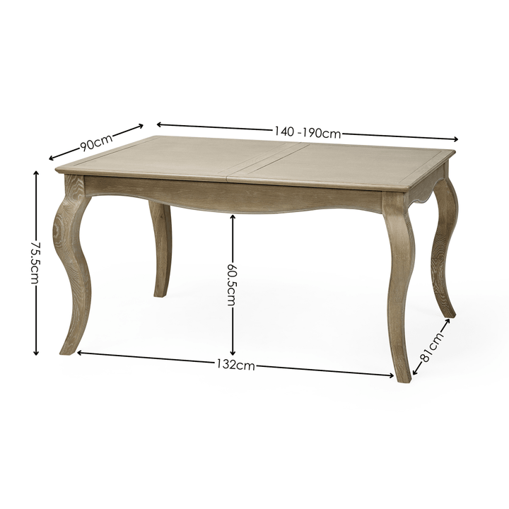 Camille Rectangular Extending Dining Table - Limed Oak8 - Duck Barn Interiors