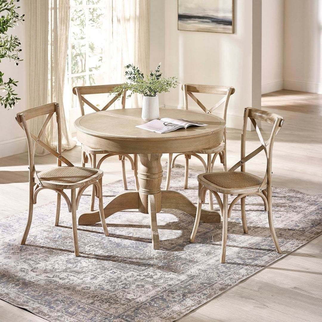 Camille Round Extending Dining Table - Limed Oak15 - Duck Barn Interiors