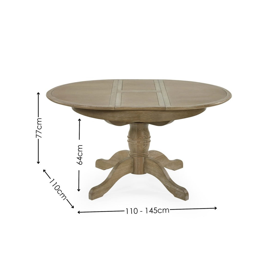 Camille Round Extending Dining Table - Limed Oak10 - Duck Barn Interiors