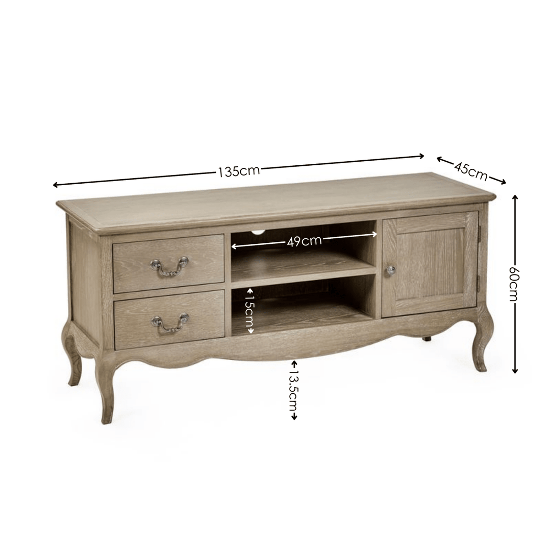 Camille TV Unit - Limed Oak8 - Duck Barn Interiors