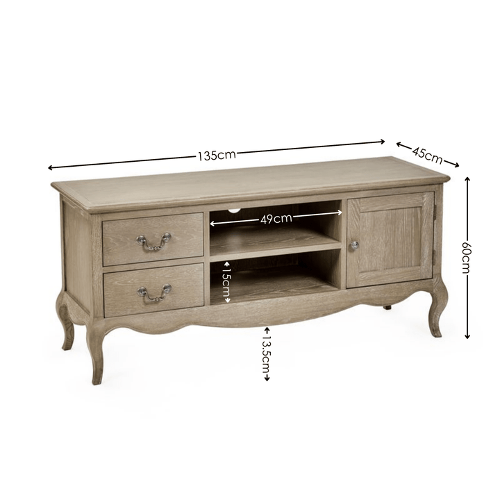 Camille TV Unit - Limed Oak8 - Duck Barn Interiors