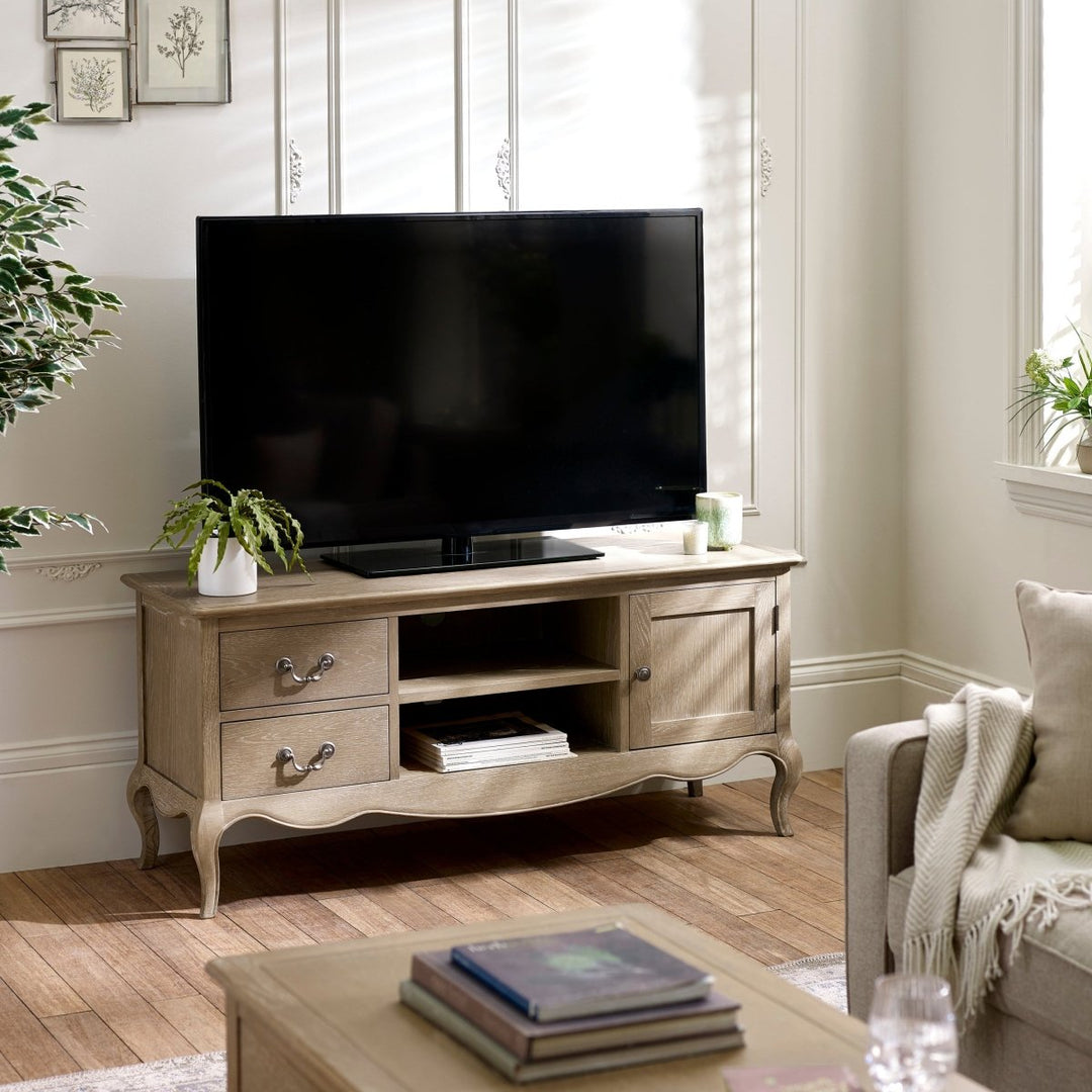 Camille TV Unit - Limed Oak1 - Duck Barn Interiors