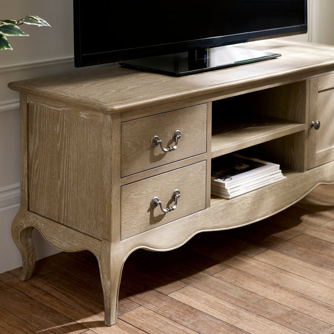 Camille TV Unit - Limed Oak3 - Duck Barn Interiors