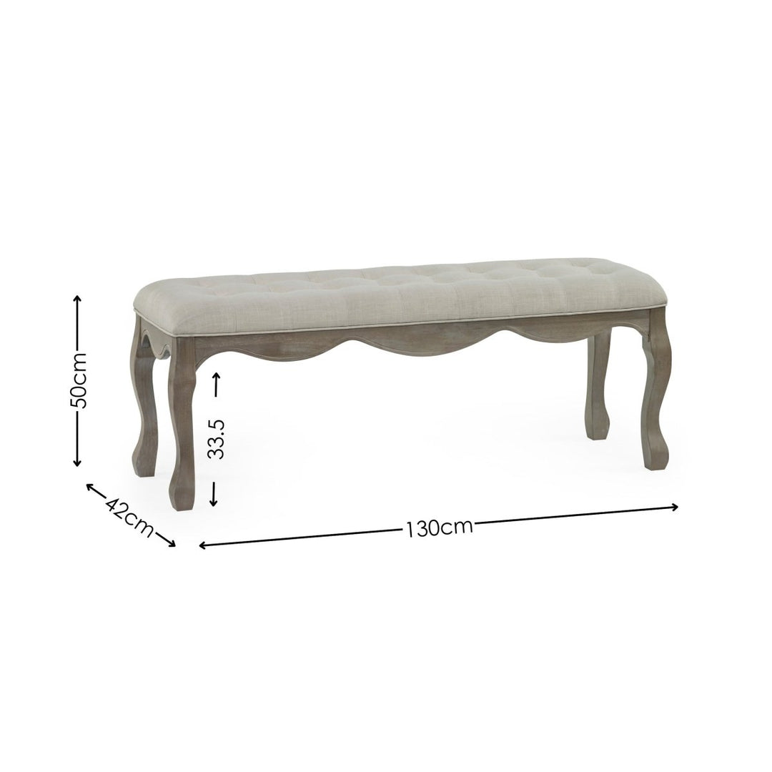 Camille Upholstered Bench - Limed Oak &amp; Oatmeal8 - Duck Barn Interiors