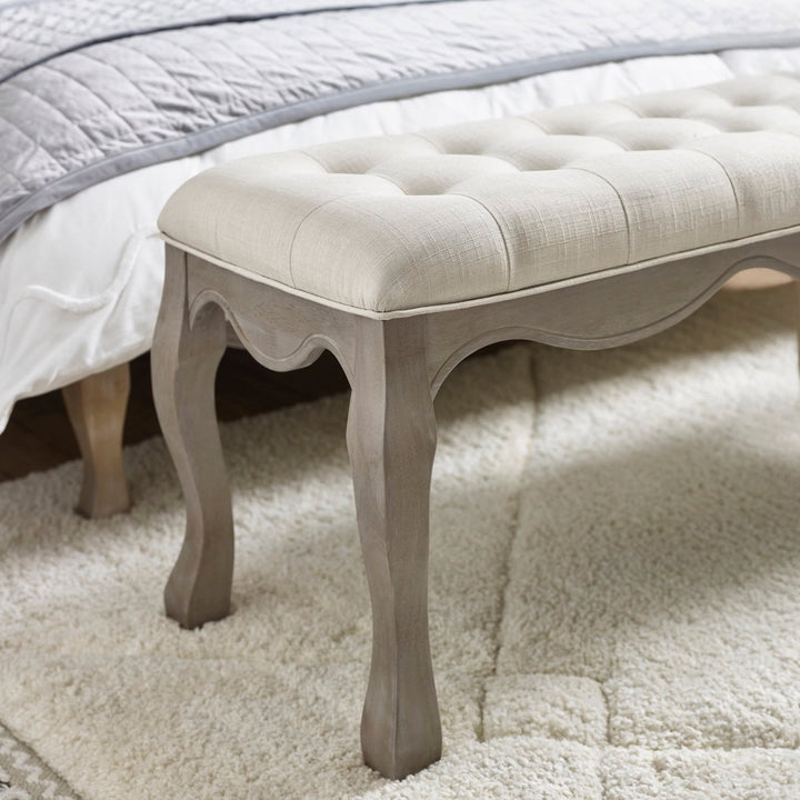 Camille Upholstered Bench - Limed Oak &amp; Oatmeal4 - Duck Barn Interiors