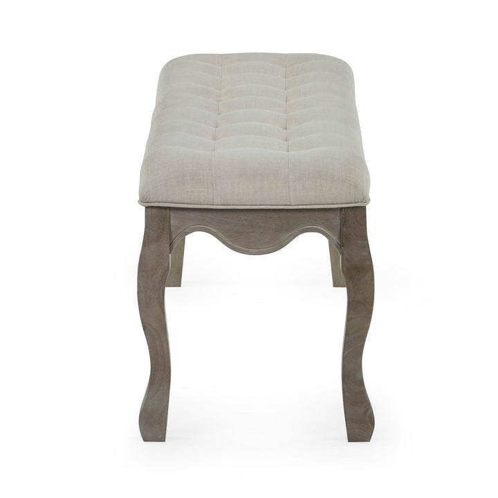 Camille Upholstered Bench - Limed Oak &amp; Oatmeal7 - Duck Barn Interiors