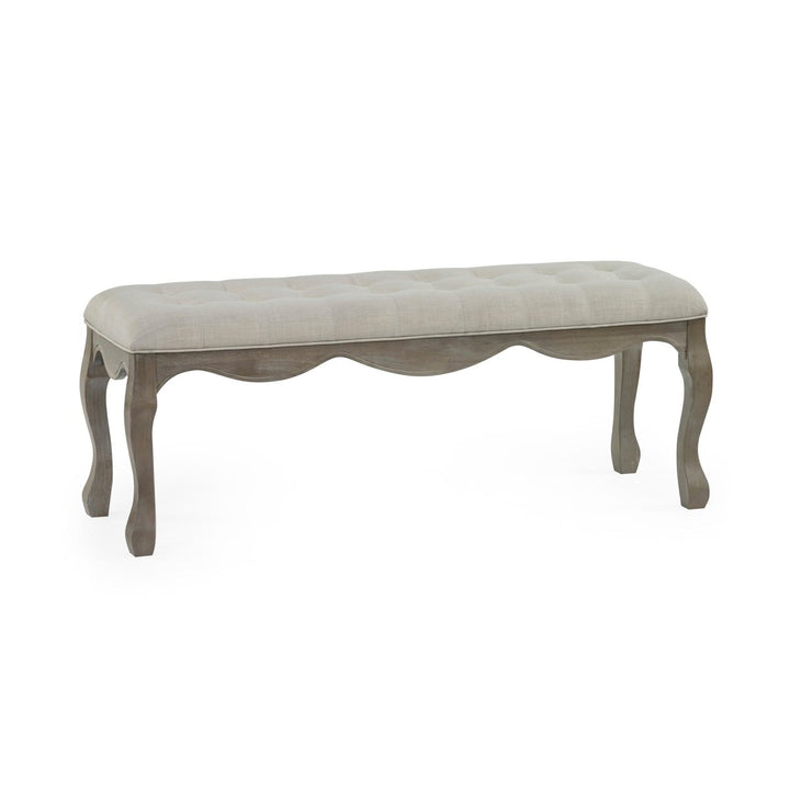 Camille Upholstered Bench - Limed Oak &amp; Oatmeal5 - Duck Barn Interiors