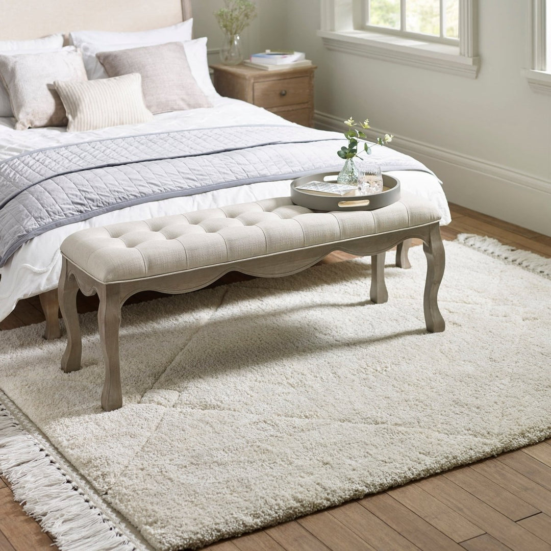 Camille Upholstered Bench - Limed Oak & Oatmeal1 - Duck Barn Interiors