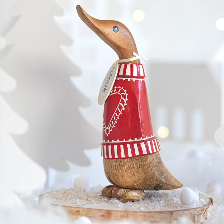 Candy Cane Duckling in Red Jumper2 - Duck Barn Interiors