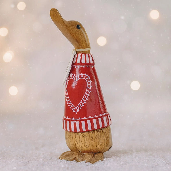 Candy Cane Duckling in Red Jumper4 - Duck Barn Interiors