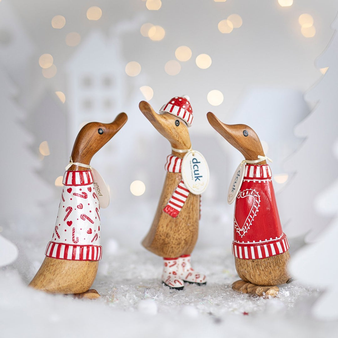Candy Cane Duckling in Red & White Scarf7 - Duck Barn Interiors