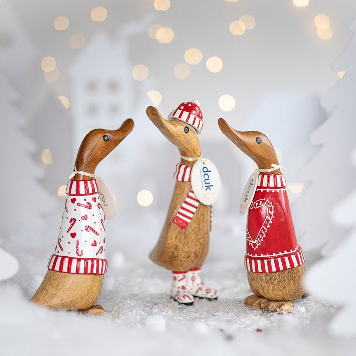 Candy Cane Duckling in Red & White Scarf7 - Duck Barn Interiors