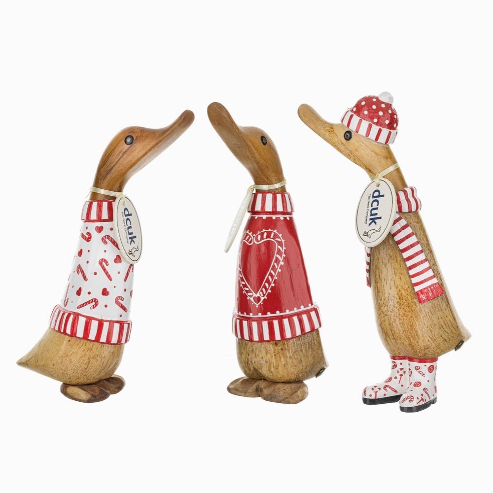 Candy Cane Duckling in Red & White Scarf4 - Duck Barn Interiors