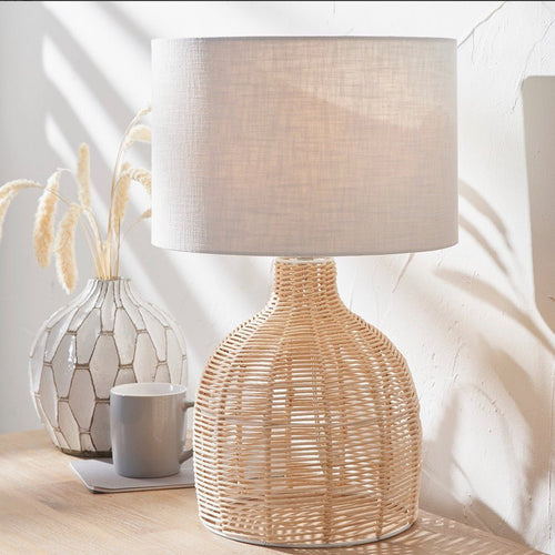 Caswell Natural Rattan Cloche Table Lamp