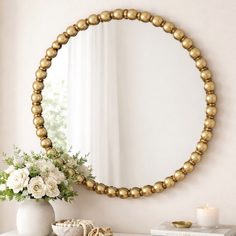 Ceretti Round Mirror - Gold1 - Duck Barn Interiors