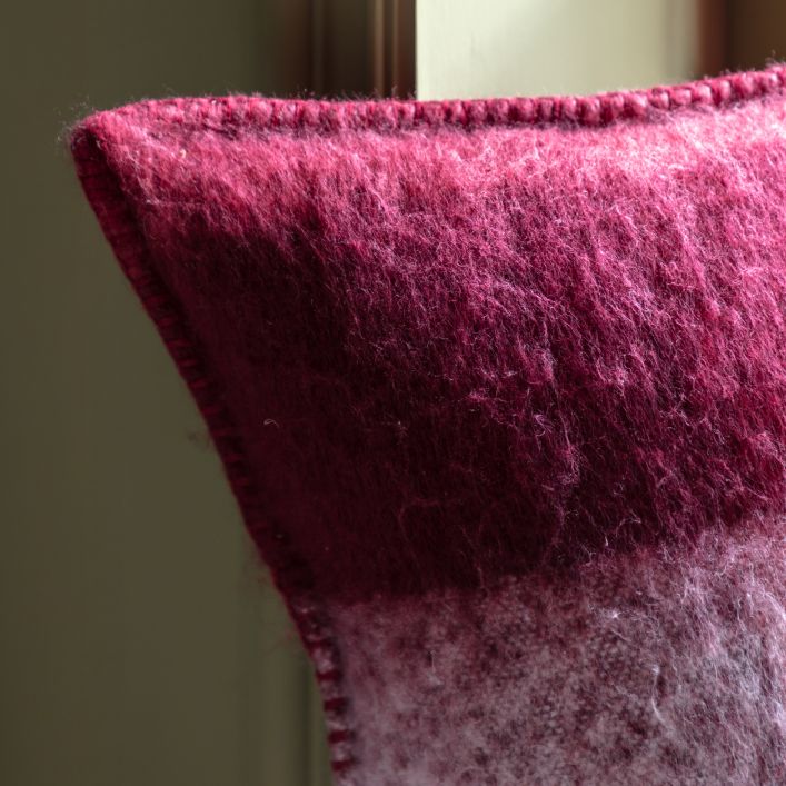 Check Faux Mohair Cushion - Merlot3 - Duck Barn Interiors