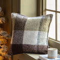 Check Faux Mohair Cushion - Olive