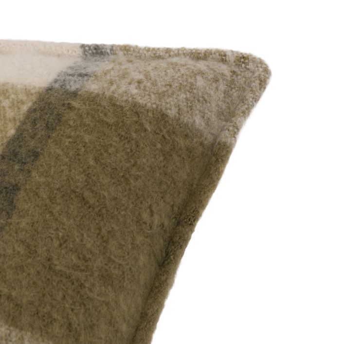 Check Faux Mohair Cushion - Olive7 - Duck Barn Interiors