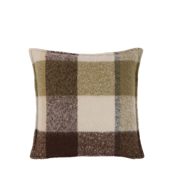 Check Faux Mohair Cushion - Olive2 - Duck Barn Interiors