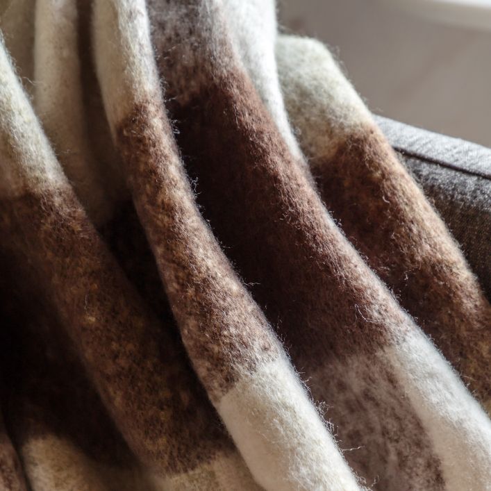 Check Faux Mohair Throw - Olive4 - Duck Barn Interiors