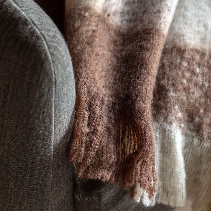 Check Faux Mohair Throw - Olive3 - Duck Barn Interiors