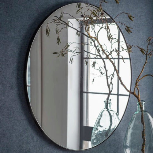Cherington Black Round Wall Mirror - 100cm